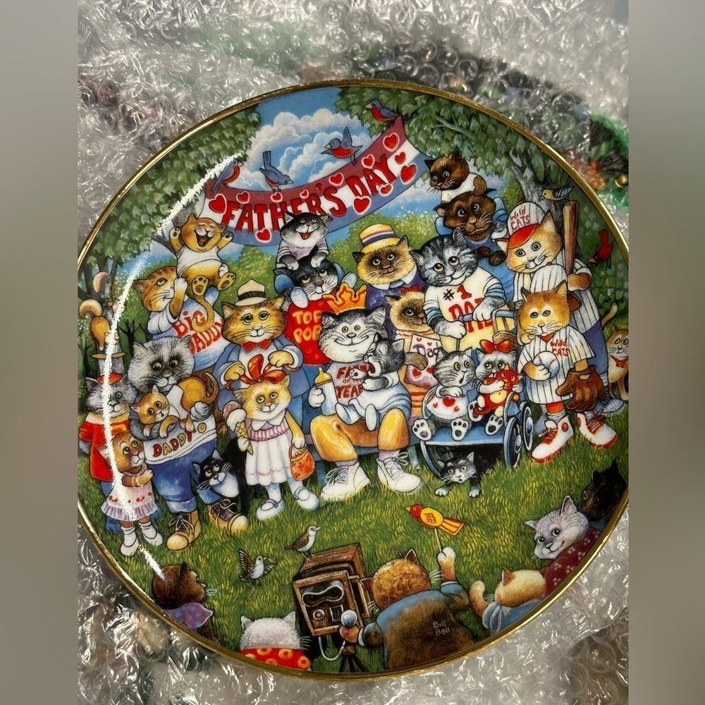 Adorable Father’s Day collectible cat plate - numbered limited edition.